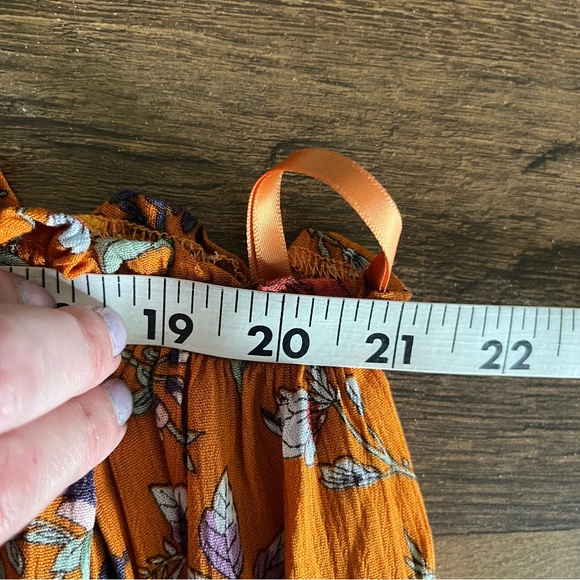 Easel Dress Size Medium Orange Floral Sundress Tie Straps Flowy Boho - Picture 10 of 11